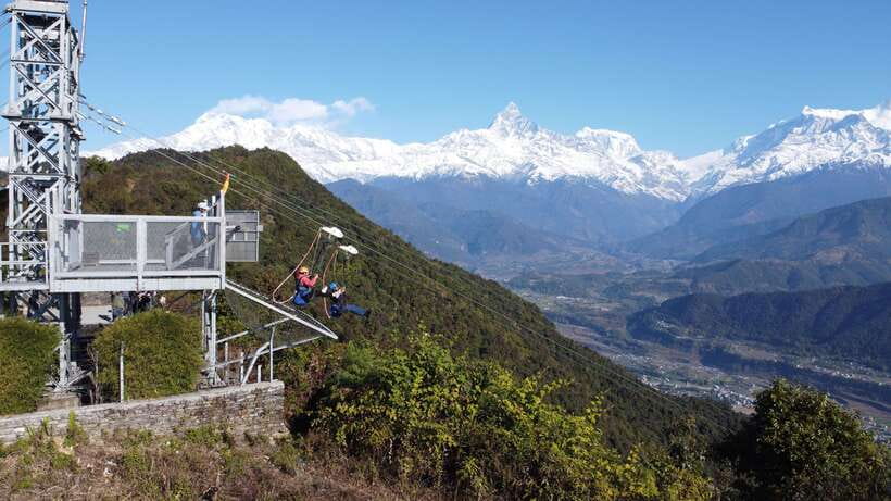 Pokhara: Experience The World's Steepest Zipline - ZipFlyer Nepal in Pokhara: a steep drop with serious Himalayan views